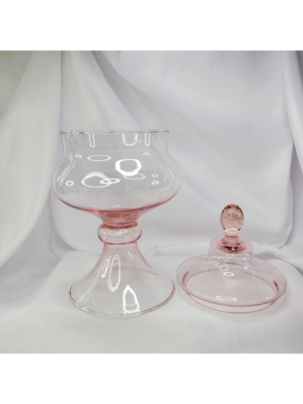 Princess House Pink Glass Apothecary Jar Circus Lid 10.5" Pedestal Candy Dish - Picture 6 of 10